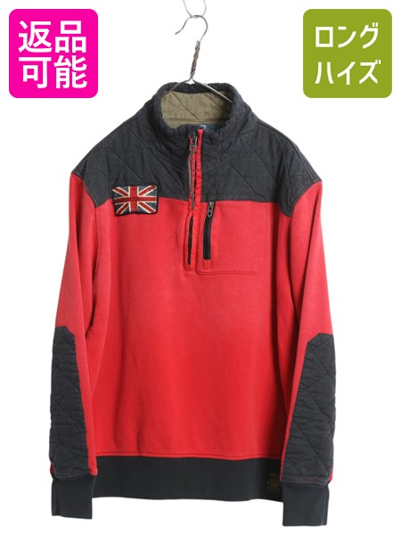 【4/8 最大半額セール×ポイント5倍】 90s ポロ ラルフローレン ハーフジップ スウェット メンズ XL / オールド トレーナー ワッペン キルティング 補強 大きいサイズ ハイネック| 古着 中古 90’s 90年代 POLO RALPH LAUREN スエット 裏起毛 プルオーバー タロン ツートン