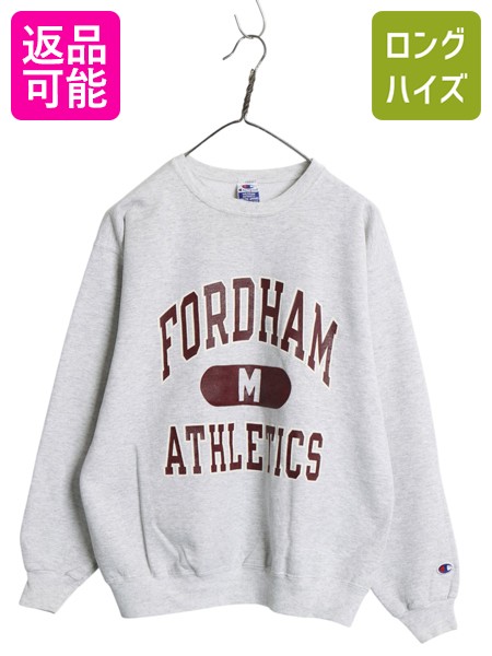 【4/8 最大半額セール×ポイント5倍】 90s チャンピオン 3段 カレッジ プリント スウェット メンズ M / オールド トレーナー クルーネック 裏起毛 薄手 トップス シンプル グレー| 古着 中古 90's 90年代 Champion スエット スウェットシャツ プリントスウェット トップス
