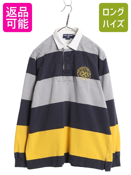 【4/9 最大半額セール×ポイント5倍】 90s ポロスポーツ ラルフローレン ボーダー 長袖 ラガーシャツ メンズ L / 古着 ラグビー 長袖シャツ ポロシャツ カットソー トリコカラー| 中古 90’s 90年代 POLO SPORT RALPH LAUREN ラグビーシャツ ラガー 長袖ポロシャツ 長袖ポロ