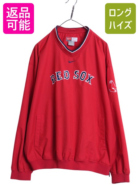 【7/30 24h限定777円OFFクーポン!】 レッドソックス ナイロン ジャケット メンズ XL / MLB オフィシャル ナイキ Vネック ウィンドブレーカー センター スウッシュ 大きいサイズ| 古着 中古 Nike 大リーグ メジャーリーグ ウォームアップ プルオーバー ナイロンジャケット ス｜古着ヴィンテージショップLong his