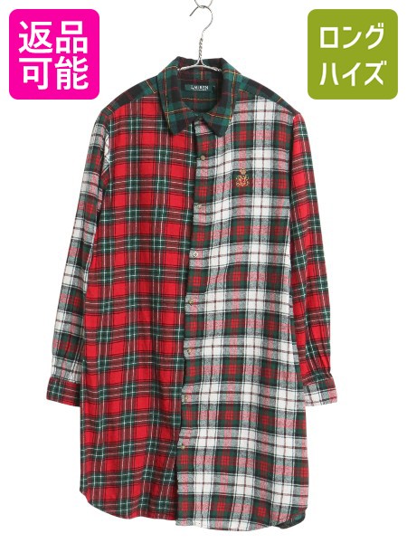 【4/15 25名様限定1000円OFFクーポン】 ローレン ラルフローレン チェック フランネル シャツ ワンピース レディース M / クレイジー パターン 長袖シャツ ネルシャツ チュニック| 古着 中古 POLO RALPH LAUREN ポロ トップス ひざ丈 グランパ チェックシャツ ネル フランネ 8,190円