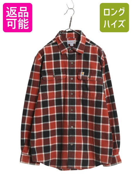 【4/8 最大半額セール×ポイント5倍】 US企画 カーハート チェック ヘビー フランネル シャツ メンズ M ワーク ネルシャツ コットン 長袖シャツ マルチカラー ワンポイント 廃盤| 古着 中古 日本未発売 Carhartt フランネルシャツ チェックシャツ ワークシャツ コットンシャ