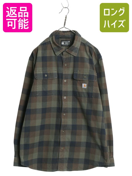 【4/8 最大半額セール×ポイント5倍】 US企画 カーハート ヘビー フランネル シャツ メンズ L ワーク ネルシャツ ブロック チェック 長袖シャツ マルチカラー ワンポイント 廃盤| 古着 中古 日本未発売 Carhartt フランネルシャツ チェックシャツ ワークシャツ ヘビーネル