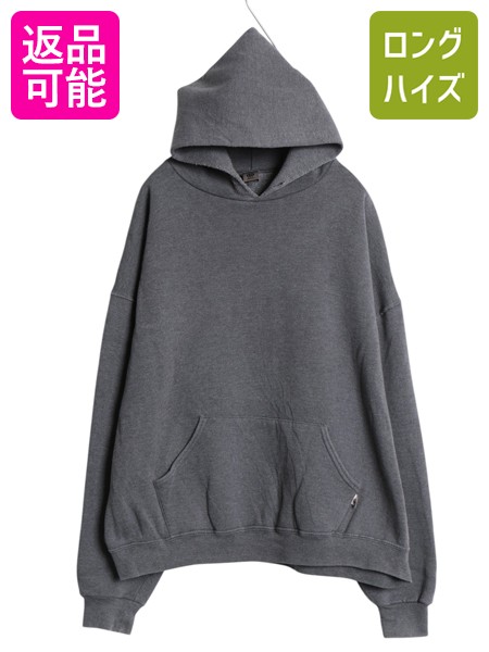 【4/8 最大半額セール×ポイント5倍】 00s ラッセル 無地 スウェット フード パーカー メンズ XXL 古着 オールド トレーナー 裏起毛 プルオーバー ブランク 大きいサイズ グレー| 中古 00's 00年代 2XL RUSSELL スエット ソリッド フードパーカー スウェットパーカー フーデ
