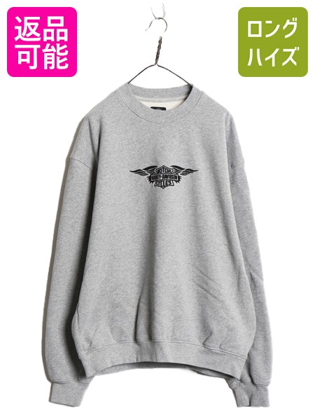USA製 ハーレー ダビッドソン ロゴ 刺繍 スウェット メンズ M バイク ヘビーウェイト 裏起毛 トレーナー グラフィック アート ワンポイント| 古着 中古 HARLEY DAVIDSON アメリカ製 バイカー スエット スウェットトレーナー ロゴスウェット クルーネック ゆったり グレー 灰｜古着ヴィンテージショップLong his
