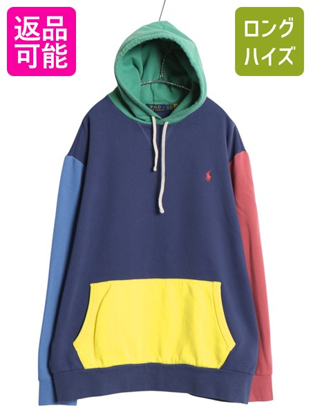 【4/8 最大半額セール×ポイント5倍】 ポロ ラルフローレン スウェット フード パーカー メンズ XL 古着 クレイジー パターン 前V トレーナー 裏起毛 プルオーバー 大きいサイズ | 中古 POLO RALPH LAUREN スエット スウェットパーカー フードパーカー ワンポイント フーデ