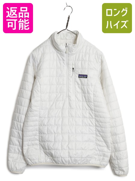 パタゴニア ナノ パフ プルオーバー レディース M アウトドア 17年製 中綿 ナイロン キルティング ハーフジップ パッカブル ブルゾン 軽量| 古着 中古 Patagonia 中綿ジャケット キルティングジャケット ナイロンジャケット ジャンパー ハイネック シンプル ホワイト 白