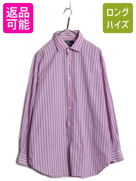 【4/12 24h限定777円OFFクーポン!】 90s ポロ ラルフローレン ストライプ 長袖 シャツ メンズ L 程 古着 オールド コットン カジュアル ゆったり ワイシャツ 薄手 マルチカラー| 中古 90’s 90年代 POLO RALPH LAUREN 長袖シャツ コットンシャツ ストライプシャツ カジュア