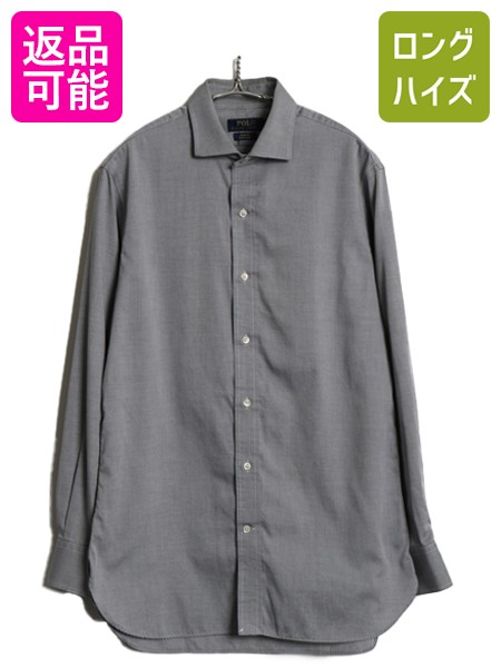 【4/8 最大半額セール×ポイント5倍】 ポロ ラルフローレン 長袖 シャツ メンズ M 古着 コットン ドレス ワイシャツ スリムフィット ワンポイント マチ付き シワになりにくい 灰| 中古 POLO RALPH LAUREN 長袖シャツ Yシャツ コットンシャツ 無地シャツ ポニー刺繍 細身 カ