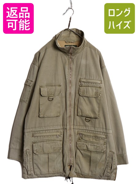 【4/12 24h限定777円OFFクーポン!】 90s ★ オービス サファリ ジャケット メンズ M / オールド コットン フルジップ ハンティング フィッシング ハーフ コート カバーオール| 古着 中古 90年代 ORVIS 旧タグ フィールド サファリジャケット ハンティングジャケット コット