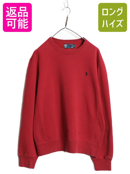 【4/7 最大半額セール×ポイント5倍】 00s ポロ ラルフローレン クルーネック ワンポイント スウェット メンズ L / オールド リバース タイプ 裏起毛 プルオーバー トレーナー 赤| 古着 中古 00年代 POLO RALPH LAUREN スエット スウェットシャツ スウェットトレーナー ロゴ