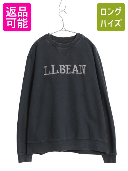 【4/12 24h限定777円OFFクーポン!】 エルエルビーン ロゴ 刺繍 スウェット メンズ L / 古着 アウトドア 前V トレーナー クルーネック 裏起毛 ヘビーウェイト シンプル ネイビー| 中古 LLBEAN LLビーン スエット プルオーバー スウェットシャツ スウェットトレーナー ロゴス