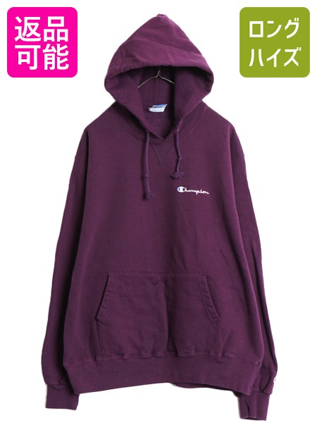 【4/8 最大半額セール×ポイント5倍】 90s USA製 チャンピオン スウェット フード パーカー メンズ レディース XXL / オールド ワンポイント 前V トレーナー 裏起毛 大きいサイズ| 古着 中古 90年代 2XL Champion アメリカ製 ヘビーウェイト プルオーバー スウェットパーカ
