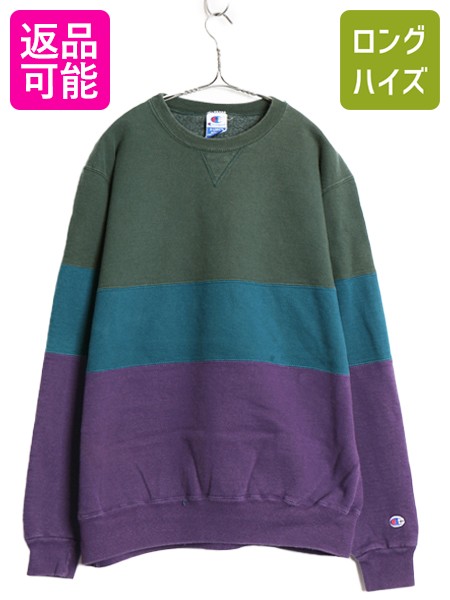 【4/18 ご愛顧感謝デーポイントUP!】 90s USA製 チャンピオン 前V スウェット メンズ レディース XL / オールド 裏起毛 トレーナー ヘビーウェイト 大きいサイズ マルチカラー| 古着 中古 90's 90年代 Champion アメリカ製 スエット スウェットシャツ スウェットトレーナー
