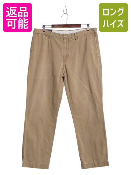 【4/18 ご愛顧感謝デーポイントUP!】 ポロ ラルフローレン コットン チノ パンツ メンズ 36 30 スラックス ノータック ストレート ポロチノ チノパン アーミー タイプ ベージュ| 古着 中古 POLO RALPH LAUREN チノパンツ コットンパンツ タックなし ミリタリー 5ポケット ボ