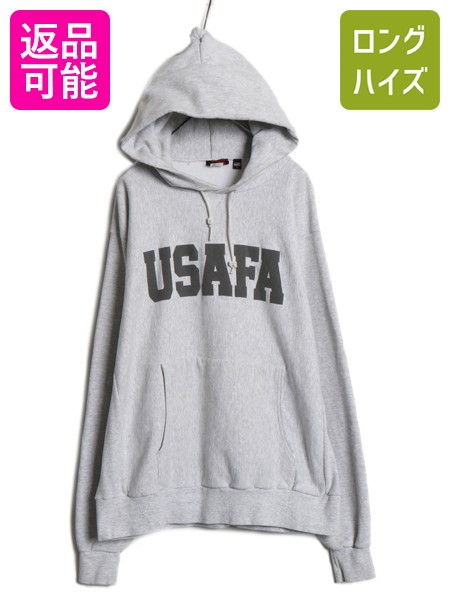 【4/9 最大半額セール×ポイント5倍】 90s ★ USAFA プリント スウェット フード パーカー メンズ XL / ミリタリー 軍物 AIR FORCE リバースウィーブ タイプ 大きいサイズ 裏起毛| 古着 中古 90’s 90年代 エアフォース 空軍 裏起毛 リバース スエット プルオーバー スウェ