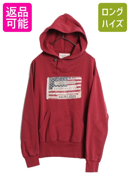 【7/22 400円OFFクーポン&times;ポイント5倍】 デニム&サプライ ラルフローレン スウェット フード パーカー メンズ S / ポロ ヴィンテージ 加工 星条旗 トレーナー 裏起毛 プルオーバー| 古着 中古 DENIM&SUPPLY POLO RALPH LAUREN スエット スウェットパーカー ロゴパーカー フ｜古着ヴィンテージショップLong his