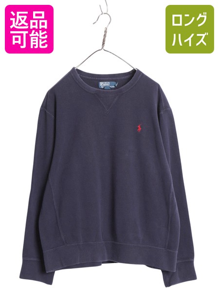 【4/7 最大半額セール×ポイント5倍】 00s ポロ ラルフローレン リブ編み コットン ニット スウェット メンズ M / 古着 セーター トレーナー ワンポイント 前V シンプル ネイビー| 中古 00年代 POLO RALPH LAUREN スエット ニットセーター 長袖ニット 長袖セーター コットン