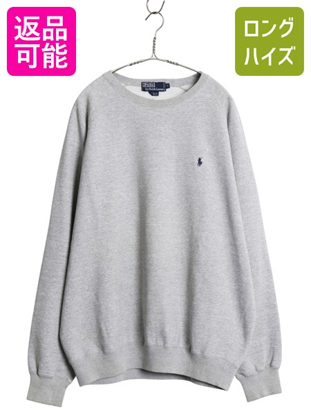 【4/7 最大半額セール×ポイント5倍】 90s ポロ ラルフローレン ワンポイント スウェット メンズ L 古着 オールド 裏起毛 クルーネック トレーナー プルオーバー シンプル グレー| 中古 90年代 POLO RALPH LAUREN スエット スウェットシャツ スウェットトレーナー ロゴスウ