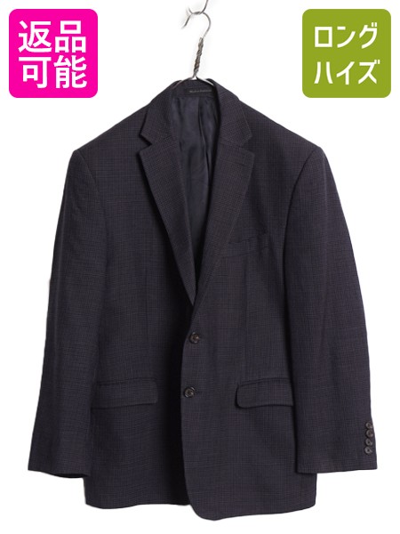 【4/12 24h限定777円OFFクーポン!】 ローレン ラルフローレン テーラード ジャケット メンズ L 程 古着 ポロ ブレザー ウール 千鳥格子 ピン チェック きれいめ トラッド 黒 紺| 古着 中古 POLO RALPH LAUREN テーラードジャケット サマージャケット メイシーズ カジュアル