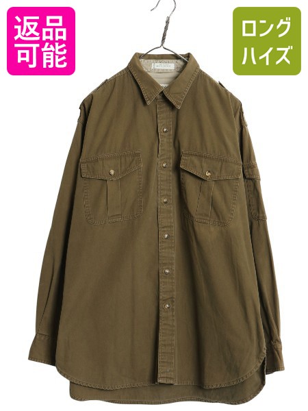 【4/8 最大半額セール×ポイント5倍】 00s オービス 長袖 サファリ シャツ メンズ L / 古着 オールド アウトドア ワーク 長袖シャツ コットン ハンティング シンプル 無地 カーキ| 中古 00's 00年代 ORVIS サファリシャツ コットンシャツ ワークシャツ カジュアルシャツ オ