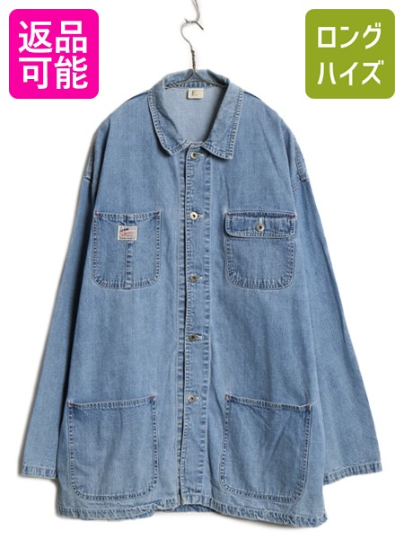 【4/9 最大半額セール×ポイント5倍】 90s オールド ギャップ デニム カバーオール ジャケット メンズ L 古着 ワーク ガチャポケ ハーフコート ジャンパー ブルゾン ワンポイント| 中古 90’s 90年代 OLD GAP DENIM 当時物 デニムジャケット ワークジャケット ハーフコート