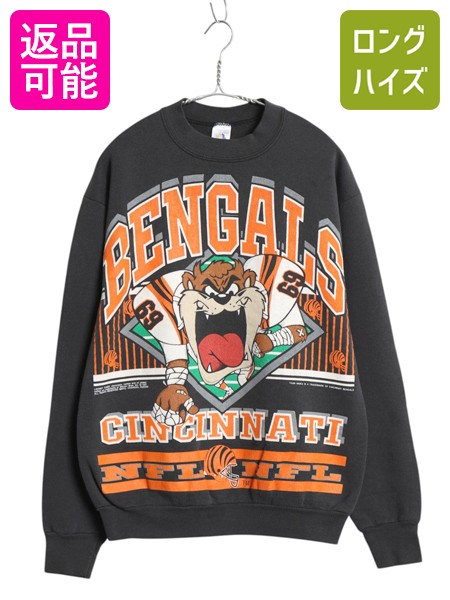 【7/22 400円OFFクーポン×ポイント5倍】 90's USA製 ワーナー タズマニアンデビル プリント スウェット メンズ レディース L 古着 オールド NFL ベンガルズ アメフト トレーナー 黒| 中古 90s 90年代 アメリカ製 ブラック オフィシャル キャラクター イラスト グラフィック|古着ヴィンテージショップLong his
