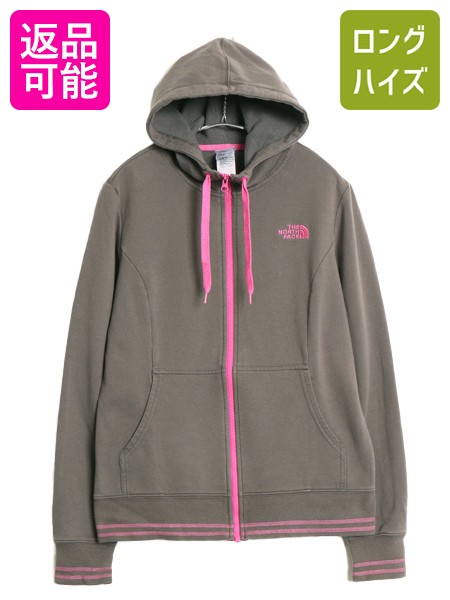【4/18 ご愛顧感謝デーポイントUP!】 ノースフェイス フルジップ スウェット フード パーカー レディース M 古着 アウトドア トレーナー ストレッチ 裏起毛 ハイネック 薄手 灰| 中古 The North Face スエット スウェットパーカー フードパーカー ジップパーカー ロゴパーカ