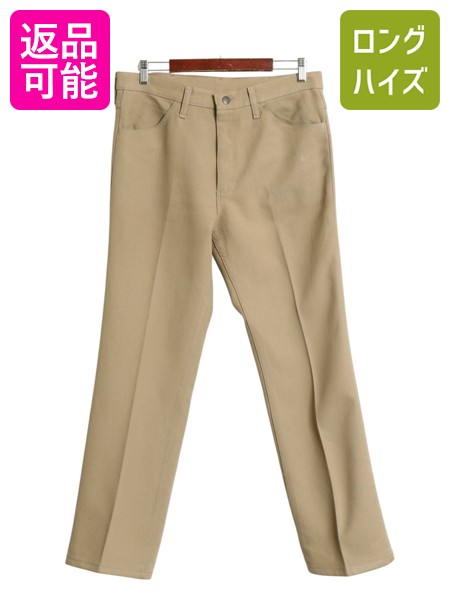 ラングラー ランチャー パンツ メンズ 34 30 古着 スラックス ブーツカット フレア ドレス ジーンズ ノータック ボトムス シワになりにくい| 中古 Wrangler スリム フレアパンツ タックなし ジッパーフライ トラウザー イージーケア センタープレス きれいめ ベージュ カーキ