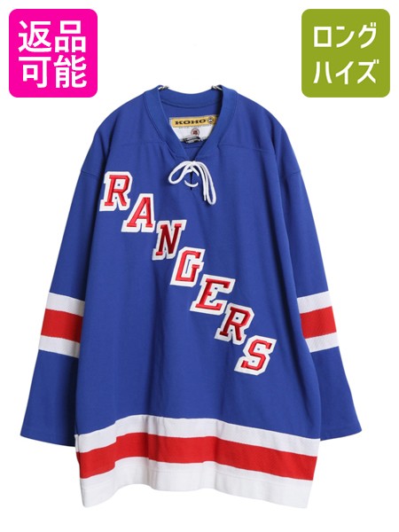 【7/22 400円OFFクーポン&times;ポイント5倍】 90s レンジャーズ メッシュ ホッケー ジャージ メンズ XL / オールド NHL オフィシャル アイスホッケー ユニフォーム ゲームシャツ 重ね着| 古着 中古 90's 90年代 KOHO 大きいサイズ ユニホーム ストレッチ ロンT 長袖シャツ ホッ｜古着ヴィンテージショップLong his