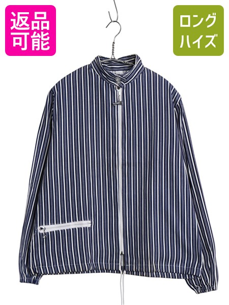 【7/24 400円OFFクーポン×ポイント5倍】 70s ★ フルジップ コットン スイングトップ ジャケット メンズ S レディース M ヴィンテージ ジャンパー ブルゾン ハイネック ストライプ| 古着 中古 70年代 70's ビンテージ ツートン マリン ヨット セーリング ジップアップ ポケ|古着ヴィンテージショップLong his