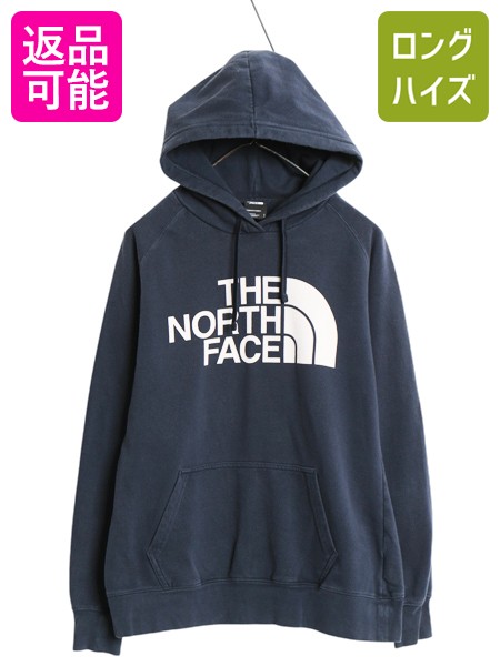 【4/18 ご愛顧感謝デーポイントUP!】 ノースフェイス プリント スウェット フード パーカー レディース M / 古着 アウトドア プルオーバー トレーナー 裏起毛 シンプル ネイビー| 中古 The North Face スエット スウェットパーカー プリントパーカー フードパーカー ロゴパ