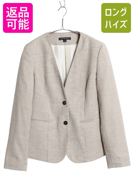 【4/12 24h限定777円OFFクーポン!】 デッドストック ブルックスブラザーズ ノーカラー テーラード ジャケット 6 レディース M 程/ ブレザー ウール ストレッチ サマー きれいめ| 新品 新古品 未使用品 Brooks Brothers 346 テーラードジャケット サマージャケット シンプル