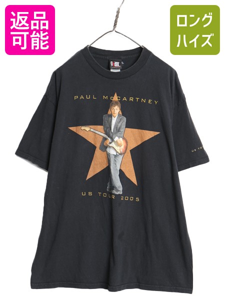 【4/12 24h限定777円OFFクーポン!】 00s ポールマッカートニー ツアー プリント Tシャツ メンズ XL オールド フォト イラスト グラフィック ビートルズ バンド ロック Giant 黒| 古着 中古 ブラック 00’s 00年代 Paul Mccartney 大きいサイズ 当時物 半袖Tシャツ プリントT