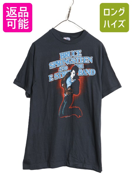 【7/30 24h限定777円OFFクーポン!】 80s USA製 ブルーススプリングスティーン ツアー イラスト プリント Tシャツ メンズ XL M 程 ヴィンテージ 当時物 ロック グラフィック 黒| 古着 中古 ブラック 80年代 Bruce Springsteen アメリカ製 オフィシャル バンド 半袖Tシャツ ロ｜古着ヴィンテージショップLong his