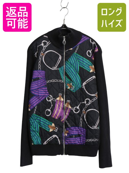 【7/21 400円OFFクーポン×ポイント5倍】 00s ローレン ラルフローレン 中綿 キルティング 切替 ニット セーター レディース XL オールド フルジップ ハイネック ジャケット 馬具 黒| 古着 中古 ブラック 00年代 POLO RALPH LAUREN ポロ 大きいサイズ ニットセーター ジップ|古着ヴィンテージショップLong his