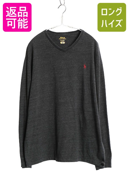 【4/18 ご愛顧感謝デーポイントUP!】 ポロ ラルフローレン Vネック 長袖 Tシャツ メンズ L ロンT ロングスリーブ コットン ワンポイント カットソー インナー シンプル ゆったり| 古着 中古 POLO RALPH LAUREN 長袖Tシャツ ロングTシャツ アンダーシャツ シンプル ポニー刺