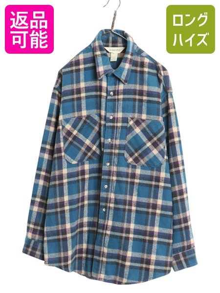 【4/20 777円OFFクーポン×最大8倍】 80s USA製 セントジョンズベイ チェック 長袖 ヘビー フランネル シャツ メンズ XL ヴィンテージ ネルシャツ ヘビーウェイト 大きいサイズ| 古着 中古 80年代 ST JOHN'S BAY JCPenney アメリカ製 ビンテージ ネル 無地 長袖シャツ フラ