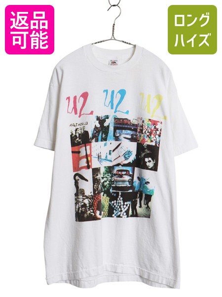 90s USA製 ★ U2 ZOO TV ツアー イラスト プリント Tシャツ メンズ XL / オールド 当時物 オフィシャル アクトンベイビー バンド ロック 白| 古着 中古 90年代 90's アメリカ製 シングルステッチ グラフィック 半袖Tシャツ プリントTシャツ ヘビーウェイト ホワイト アメカジ