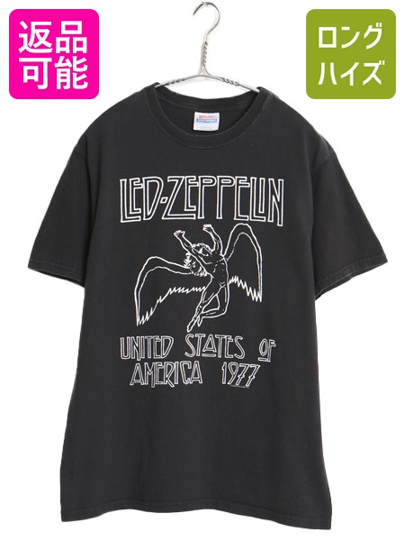 【7/30 24h限定777円OFFクーポン!】 00s レッドツェッペリン 両面 ツアー プリント Tシャツ メンズ M / オールド オフィシャル バンド ロック アート イラスト グラフィック 黒| 古着 中古 ブラック 00年代 00's Led Zeppelin 半袖Tシャツ プリントTシャツ ツアーTシャツ ロ｜古着ヴィンテージショップLong his