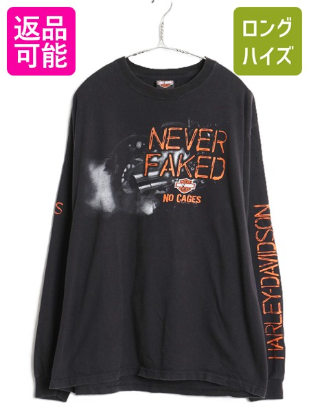 【7/22 400円OFFクーポン×ポイント5倍】 ハーレー ダビットソン 4面 プリント 長袖 Tシャツ メンズ L / バイク イラスト グラフィック ロンT ロングスリーブ NO1 ヘビーウェイト 黒| 古着 中古 アメリカ製 ブラック HARLEY DAVIDSON オフィシャル バイカー 長袖Tシャツ ロ|古着ヴィンテージショップLong his