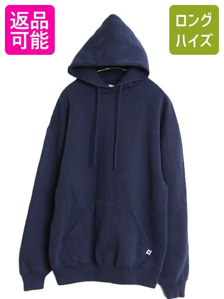 【7/22 400円OFFクーポン×ポイント5倍】 90s ラッセル 無地 スウェット フード パーカー メンズ レディース XL オールド トレーナー 裏起毛 プルオーバー ブランク 大きいサイズ 紺| 古着 中古 90's 90年代 RUSSELL スエット ソリッド フードパーカー スウェットパーカー|古着ヴィンテージショップLong his
