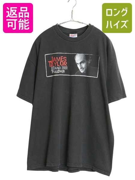 【7/30 24h限定777円OFFクーポン!】 00s ジェームス テイラー ツアー 両面 プリント Tシャツ メンズ XL オールド オフィシャル フォト イラスト グラフィック ロック バンド 黒| 古着 中古 ブラック 00&rsquo;s 00年代 JAMES TAYLOR 大きいサイズ 音物 プリントTシャツ 半袖Tシャ｜古着ヴィンテージショップLong his