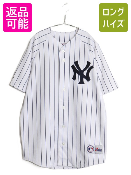 【7/25 48h限定10%OFFクーポン!】 ヤンキース ベースボール シャツ メンズ XL 程/ MLB オフィシャル マジェスティック 大リーグ ユニフォーム 大きいサイズ 重ね着 ジャージ| 古着 中古 Majestic 半袖シャツメジャーリーグ 野球 ゲームシャツ 前開き ベースボールシャツ ユ｜古着ヴィンテージショップLong his 7,810円