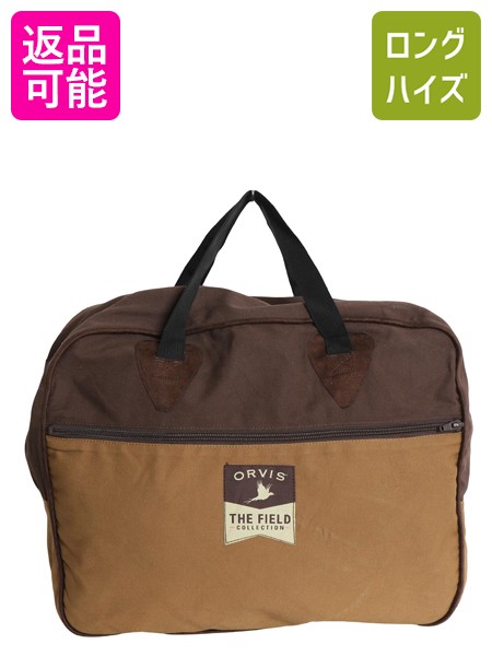 【7/24 400円OFFクーポン×ポイント5倍】 オービス ハンド バッグ L / コットン キャンバス トートバッグ ブリーフ ケース アウトドア ワンポイント ロゴ刺繍 シンプル ツートン 茶| 古着 中古 ORVIS The Field Collection ビジネスバッグ キャンバストート ジップトップ|古着ヴィンテージショップLong his