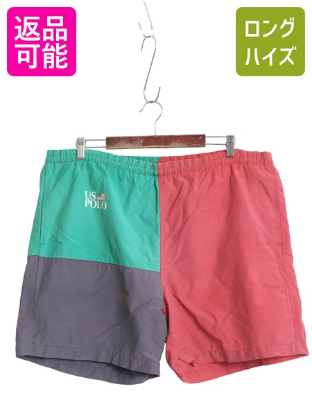 【7/23 400円OFFクーポン&times;ポイント5倍】 90s ポロ ラルフローレン ショートパンツ メンズ L / オールド コットン ナイロン ショーツ スイム 短パン 海パン 水陸共用 インナー付き| 古着 中古 90年代 POLO RALPH LAUREN トリコロール クレイジーパターン サーフ スイムパン｜古着ヴィンテージショップLong his