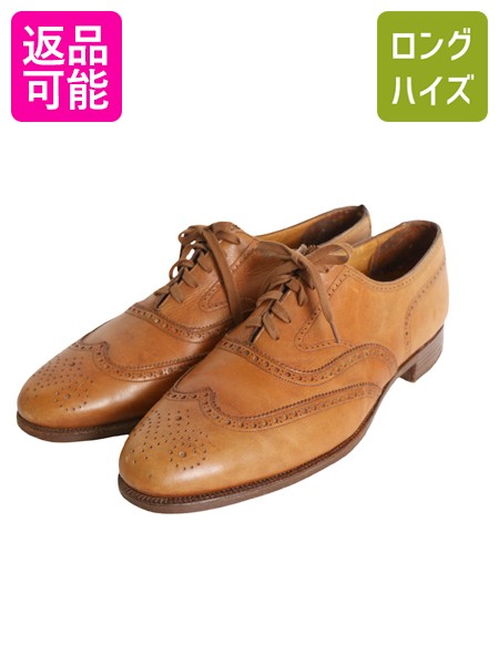 【7/22 400円OFFクーポン&times;ポイント5倍】 90s 00s イギリス製 ★ ポロ ラルフローレン クロケットアンドジョーンズ 別注 ウイングチップ シューズ US 10 D 28cm 程/ 革靴 レザー 茶| 中古 オールド イングランド製 POLO RALPH LAUREN CROCKETT & JONES 本革 フルブローグ 内｜古着ヴィンテージショップLong his