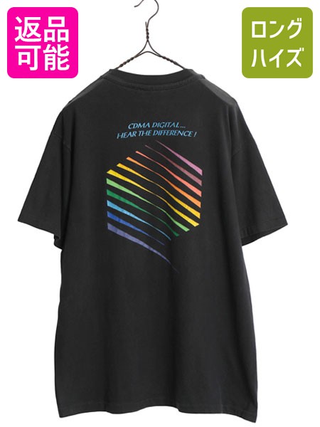 【7/30 24h限定777円OFFクーポン!】 90s USA製 ★ 企業物 レインボー ロゴ プリント Tシャツ メンズ L 古着 オールド 当時物 テック アート グラフィック シングルステッチ 黒| 中古 90年代 90's ブラック アメリカ製 企業 ヘビーウェイト 半袖Tシャツ プリントTシャツ プリ|古着ヴィンテージショップLong his
