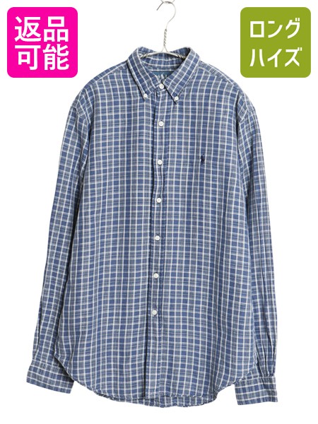 00s ラルフローレン チェック 長袖 ボタンダウン シャツ メンズ M / オールド ポロ リネン コットン 長袖シャツ ワイシャツ カジュアル BD| 古着 中古 00's 00年代 POLO RALPH LAUREN チェックシャツ ボタンダウンシャツ コットンシャツ リネンシャツ ゆったり マルチカラー｜古着ヴィンテージショップLong his