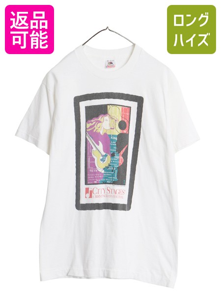 【7/30 24h限定777円OFFクーポン!】 90s USA製 フェス アート イラスト プリント 半袖 Tシャツ メンズ M 古着 オールド シングルステッチ 音楽 グラフィック ヘビーウェイト 白| 中古 90's 90年代 アメリカ製 音物 半袖Tシャツ プリントTシャツ アートTシャツ プリントT ア｜古着ヴィンテージショップLong his